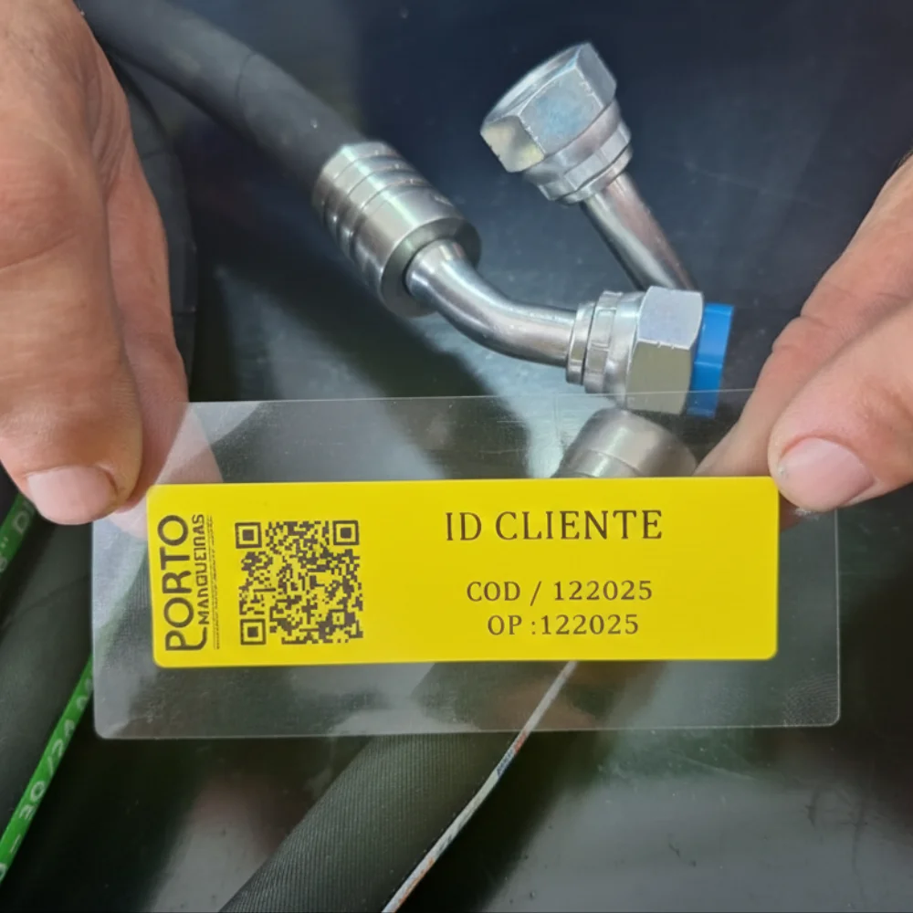 identificação de mangueiras com etiqueta shield porto mangueiras